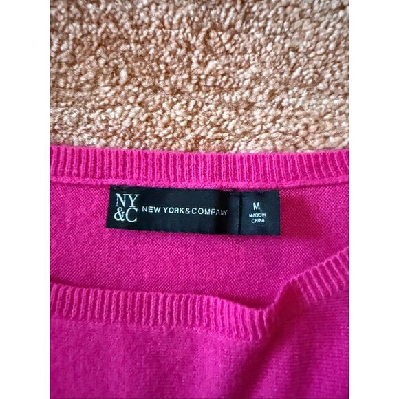 New York & Company Fuchsia Batwing Dolman Sleeve Pullover Knit Top Size M - Picture 2 of 7